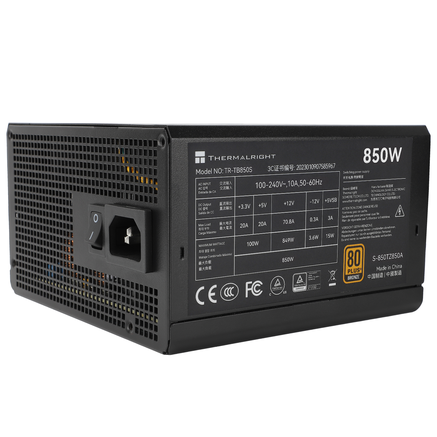 Thermalright TG850S 850W Non-Modular 80 PLUS Bronze Thermalright TG850S 850W Non-Modular 80 PLUS Bronze
